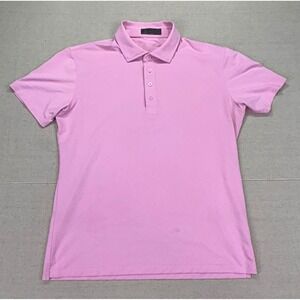 G/FORE Mens Medium Pink Performance Golf Polo Shirt Floral Sleeve Course Logo
